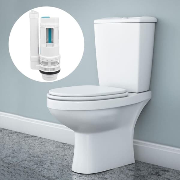 24cm Toalett Vatteninloppsventil Delad Knapp Dubbel Spolning Cistern Fälla Vit