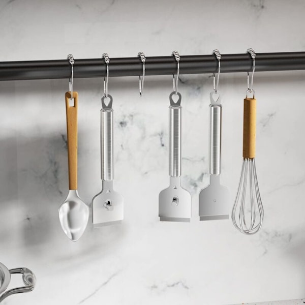12 Pakning Dusjforhengringer i Rustfritt Stål med Glidesystem - 12 Enkelkroker - 69 x 39 mm NPTERBL