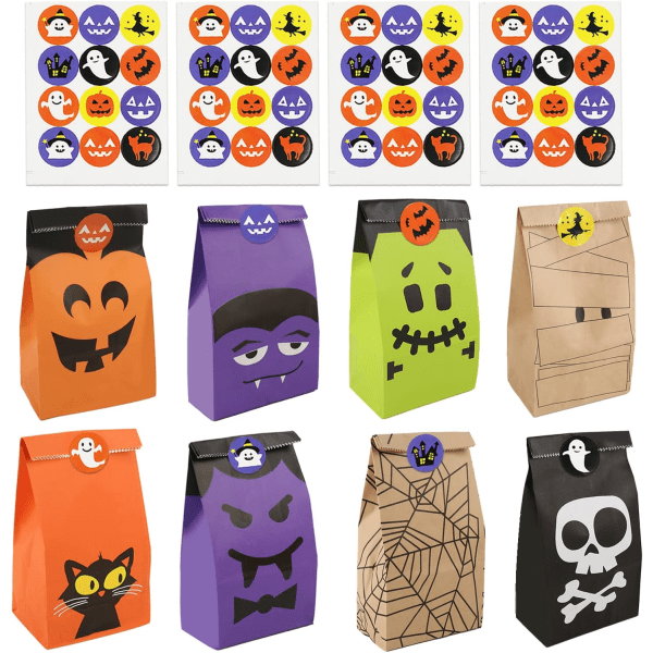 IC Halloween Trick or Treat -herkkupussit, 8 mallia, 40 kpl Party Favor Candy Bags