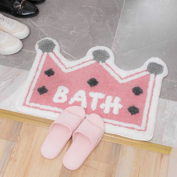 IC Kronformad Bademåtte Skridsikker Plys Superblød, Hyggelig Vaskbar Badeværelse Soveværelse Absorberende Tykke Måtter (17\" x 24\", Rosa)