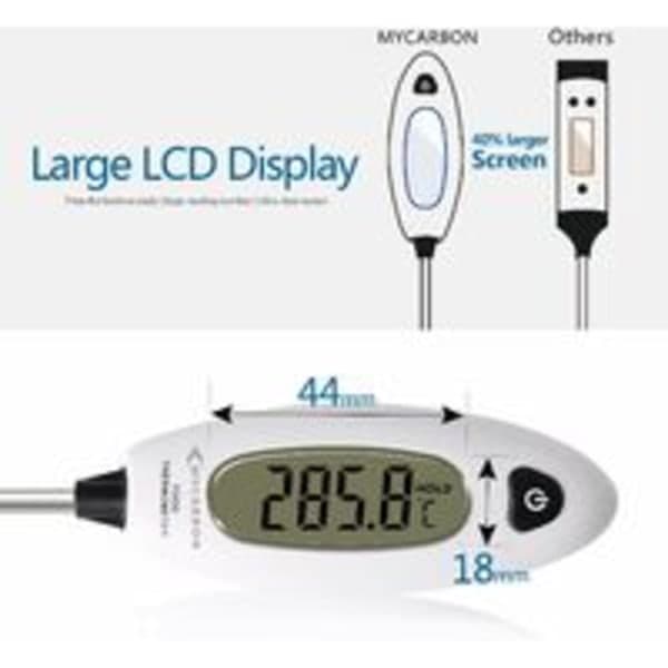 IC Långkokningstermometer Temperatursond Digital Kökstermometer Omedelbar Avläsning 5 Sekunder LCD-kötttermometer med Stor Skärm