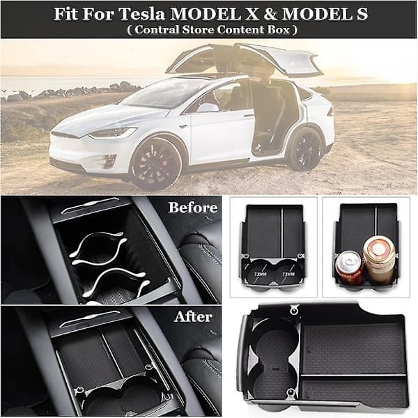 Storage Box Center Console Armrest Car Organizer Non-slip Tesla Model X Model S