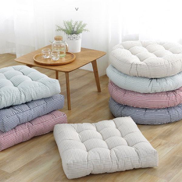 IG Gulvmadrass, Futon Madrass Foldbar, Roll Up Tatami Matte bomull og lin stripet blå 47cm