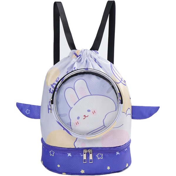 IC Simryggsäck, liten ryggsäck med dragsko, ryggsäck med dragsko för sport, ryggsäck för torr våtseparering (kanin)