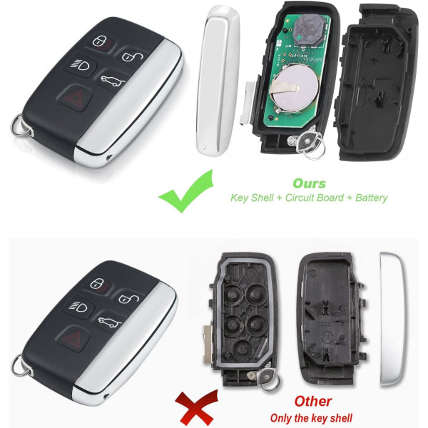 IC 5 knapper 434 MHz smart nøkkelbrikke for Land Rover Discovery 4/Freelander