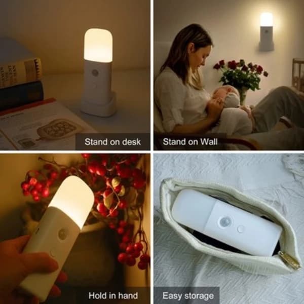 Bevægelsesnatlampe, dæmpbare natlamper med 5 lysstyrkeniveauer, 2000mAh