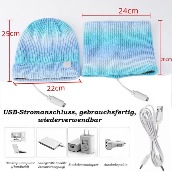 IC NOE Uppvärmd Halsduk Mössa USB Uppvärmd Dam K