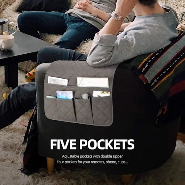 Bed and Sofa Organizer - Storage - Storage Bag - Bed Storage - Sofa Storage - Bedside Storage Bag Grey -