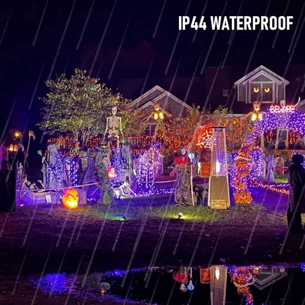 Lila Och Orange Halloween Ljus. 33 Ft 100 Led Plug-In vattentäta ljusslingor med 8 lägen för inomhus utomhus