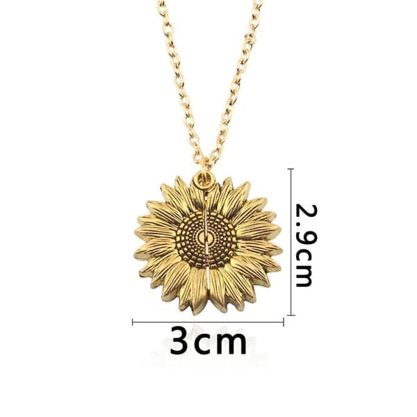 Dam You Are My Sunshine Öppningsbart Solros Hängsmycke Halsband, Guld