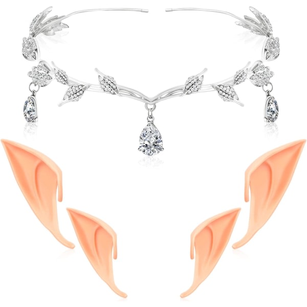 IC Elf Tiara And Ears Set Crystal Princess Crown Tiara For Women