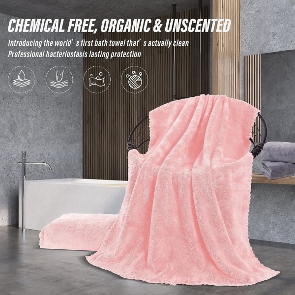 IC 2-pack premium set - Snabbtorkande - Microfiber Coral Velvet Högabsorberande handdukar - Multifunktion (rosa)