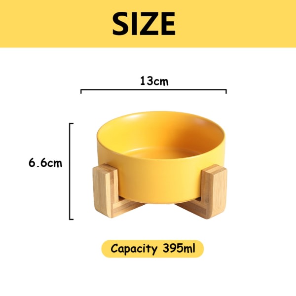 IG Koiran ja kissan ruokakulhot puupylväillä, liukumaton lemmikkieläinten ruokailuväline, keltainen