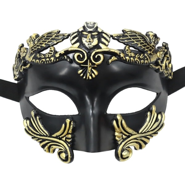 IC MFUOE Masquerade Mask för män Romersk grekisk mytologisk Ventian Mask för Halloween jul Mardi Mask Black & Gold