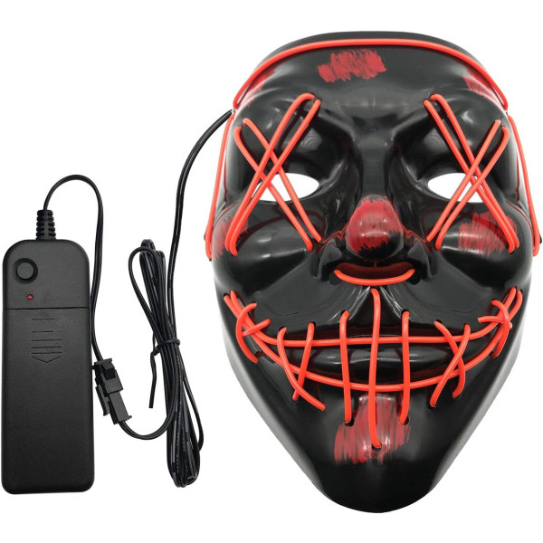 IC Kibon Halloween-naamio, Purge Mask LED, Pelottava naamio Halloween Cosplay Carnival Partyille, Punainen