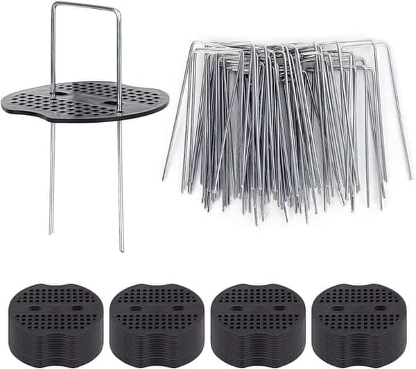 Markspik 50-pack, ankarspik för trädgård - Rostfritt stål, U-formad, Växthus - Silver - 100 × 40 × 3 mm