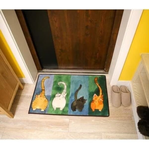 IC 24\" x 16\" Lucky Cat Halkfri Gulvmatte til Søde Katte Fire