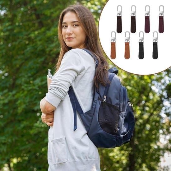 Dragkedjedragare, set om 8, dragkedjedragare i PU-läder med metallspänne för bagage, ryggsäckar, väskor, jackor, plånböcker, enkel installation