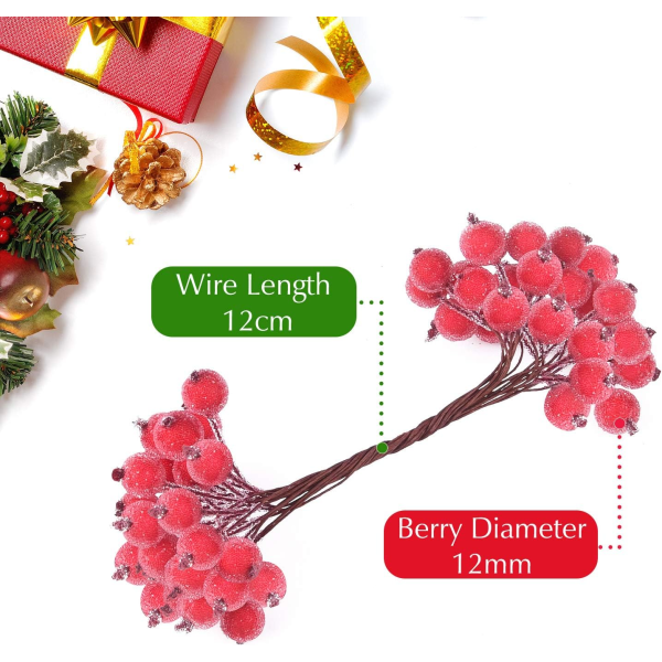 IC Frostad frukt Bærdekorasjon, Holly Julblomster, Kunstige blomster, Bær Juletre Blomsterarrangement