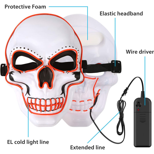 IC Purge-mask, Halloween-mask, LED-skräckmask i mörkret, Halloween