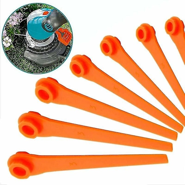 100-pak plastik udskiftningsblade til Gardena 9823 9825 9820 9821 Trimmerblade 70mm