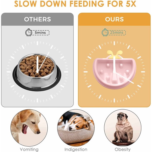 IG Slow Feed Dog Bowl Forhindra oppblåsthet Kul å bruke Dog Bowl Cat rosa