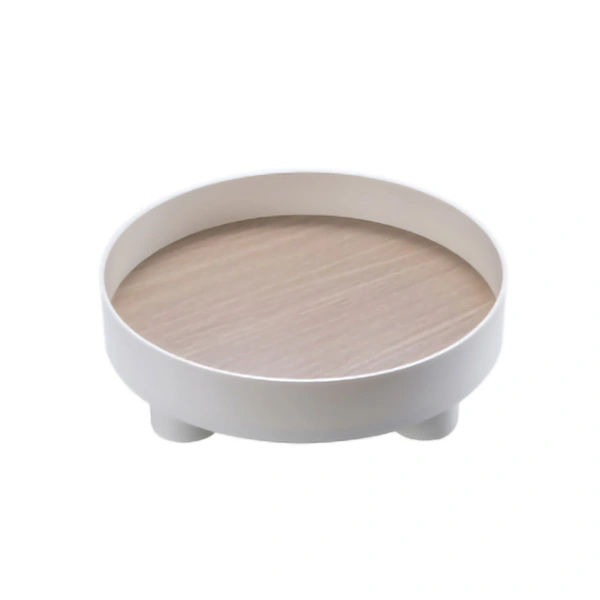 Plastserveringsbrett, sminkeoppbevaring, skrivebordsoppbevaring for snacks, dekor, hvit