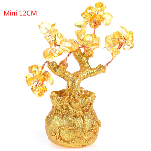 IC Feng Shui Penge Træ Rigdom Træ Gul Citrin Ametyst Krystal Luc Lysegul
