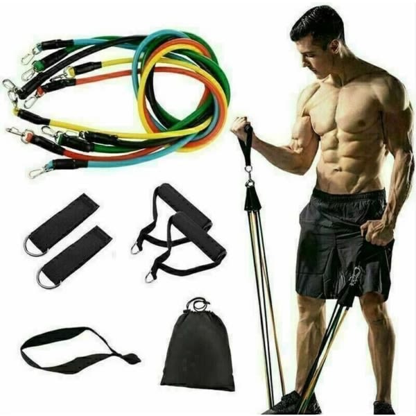 IC Fitness Elastiskt Band Set, Motståndsband, Elastiska Gym Band Styrketräning 5 Band Elastiska