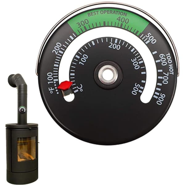 Eldstadstermometer, Magnetisk Spistermometer, Eldstadsrörstermometer, Termometer för Skorsten, Ved, Eldstad, Ugn