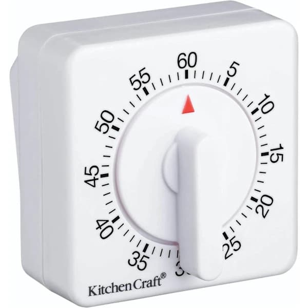 2-pakning mekanisk kjøkkentimer 60 minutter nedtelling med høy ring for matlaging baking studie hvit 2pc