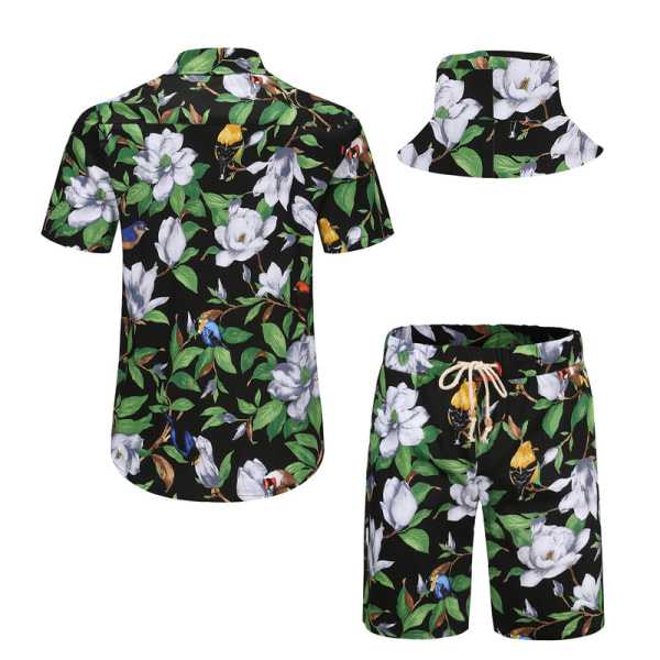 Hawaiian sett for män med knapper Green 2 2XL