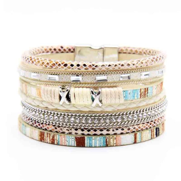 IC Läder Multilayer Armbånd Dame Armbånd Dame Magnetisk