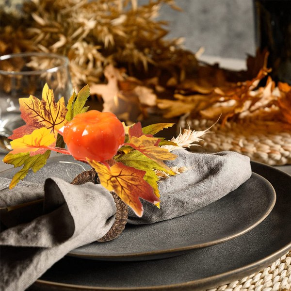 IC Servettringar, julpumpa servettringar för höstens höstlöv dekorationstillbehör