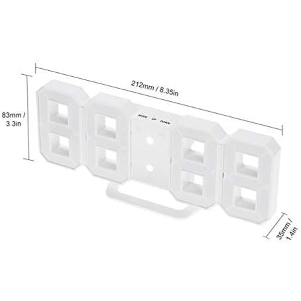 IC 3D LED-veggklokke, moderne digital vekkerklokke for hjem, kjøkken, kontor, nattbord, veggklokke, 24 eller 12 timers visning