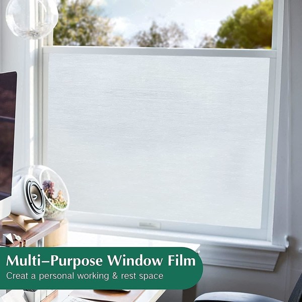 IC Dekorativa fönsterlister (sølvråd, 17,5" x 78,7") med selvhende vindufilm for hjemmekontor