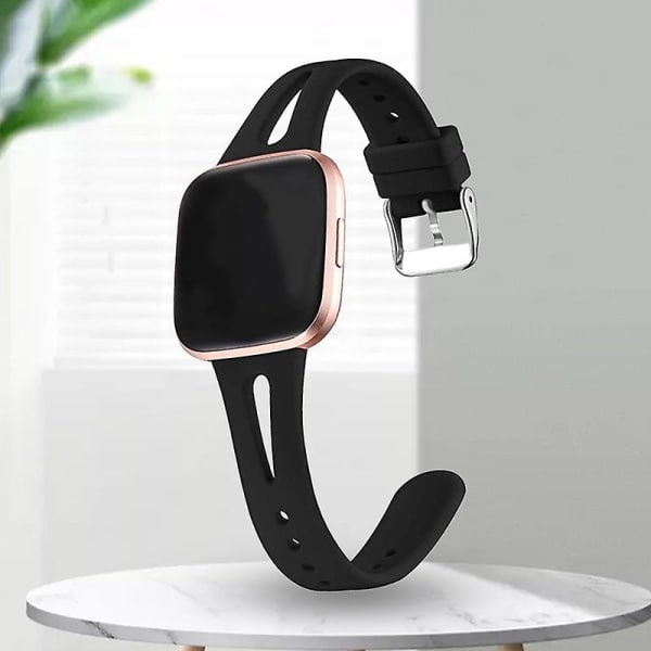 Vattentätt armband i silikon för Fitbit Versa2/Versa Lite/Versa - Vinröd, Small