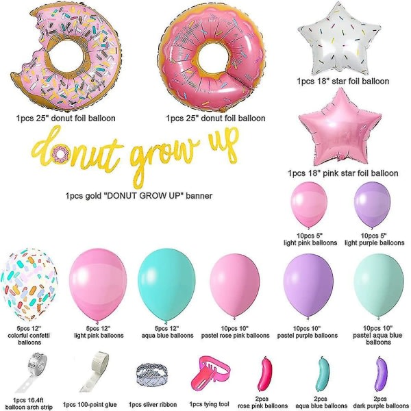 IC CNE Pastell Donut Ballong Girland Bue Kit, Donut Sød