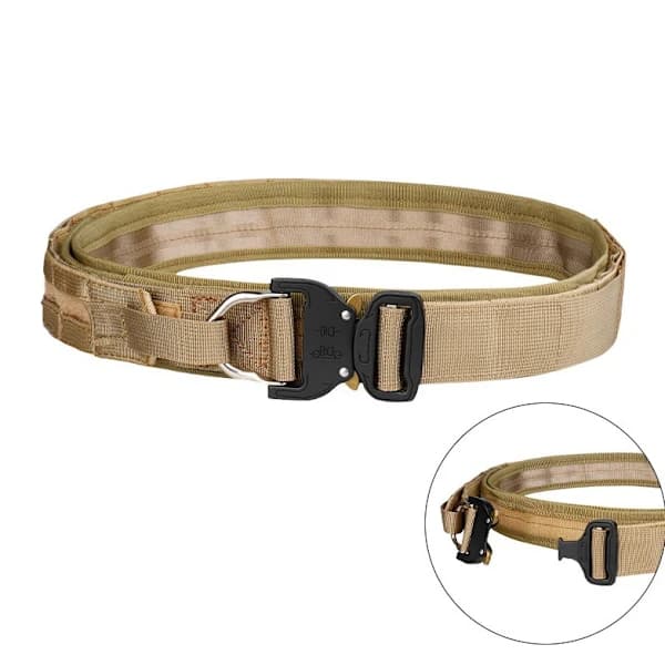 Double-layer thickened tactical belt CS outdoor double-layer belt upgraded version Cobra nylon belt olive drab 125cm olive drab 125cm