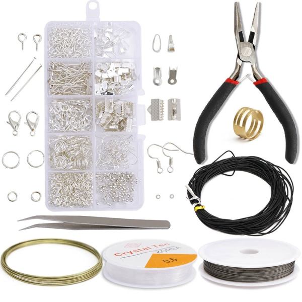 DIY Örhängetillbehör Set Örhänge Material Set Materialväska med Verktyg Handgjorda Smyckestillbehör - Vit