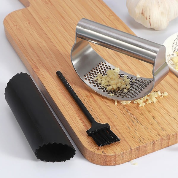 Garlic Press Crusher Squeezer Masher Less Steel Er Er Kit Verktyg