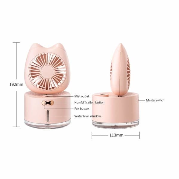 IC NOE Mini Skrivebords Køle USB Opladbar Blæser (Rosa)