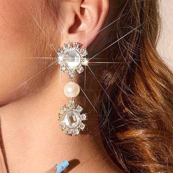 IC 1 par Mode Diamant Overdrevne Krystal Øreringe Rhinestone