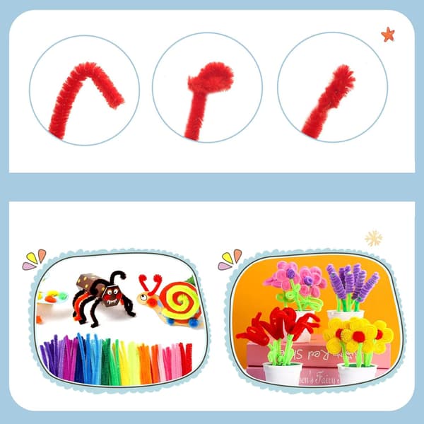 400 kpl värikkäitä chenille-lankoja - Piippurassit askarteluun - 30 cm - DIY - Monivärinen