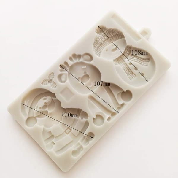 IC Julformar Silikon - Julenissen, Rein, Godisform, Bakeware, Hvit