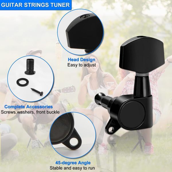 IC 6 stk Gitarrstemmemaskinplugger, 3L3R Gitarrstemmeplugger Stemmeplugger Nøkler Plugger Hoder for elektrisk gitar