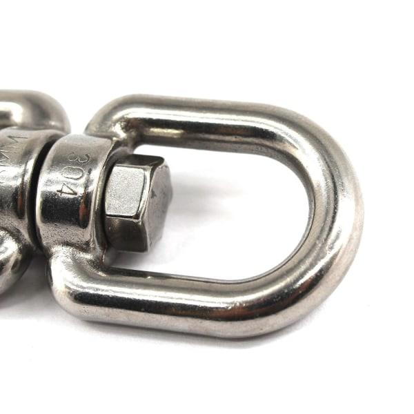 IC 304 rustfrit stål dobbelt-endede M10 drejelige shackle øje krog 8-formet ringforbindelse Perfekt til at hænge & rotere Pakke med 2 stk