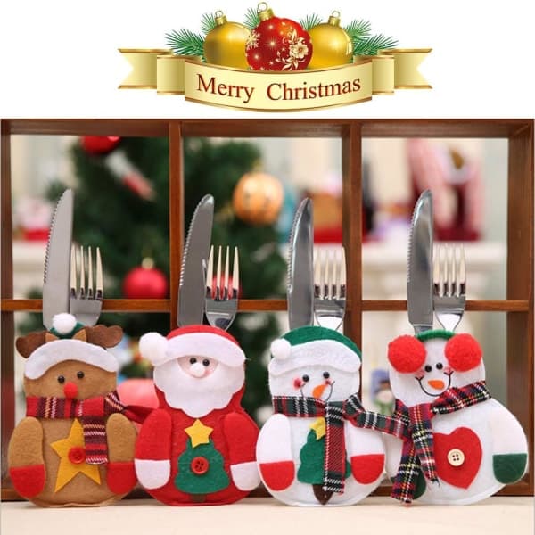 12 st Jultomte Snögubbe Bestickhållare Påsar Bord