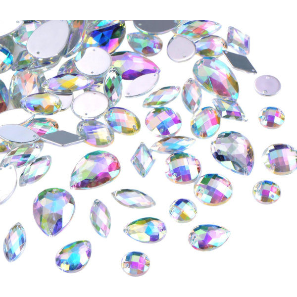 Noin 300 kpl AB Ädelsten Klarvit Akryyli Kristalli Rhinestone