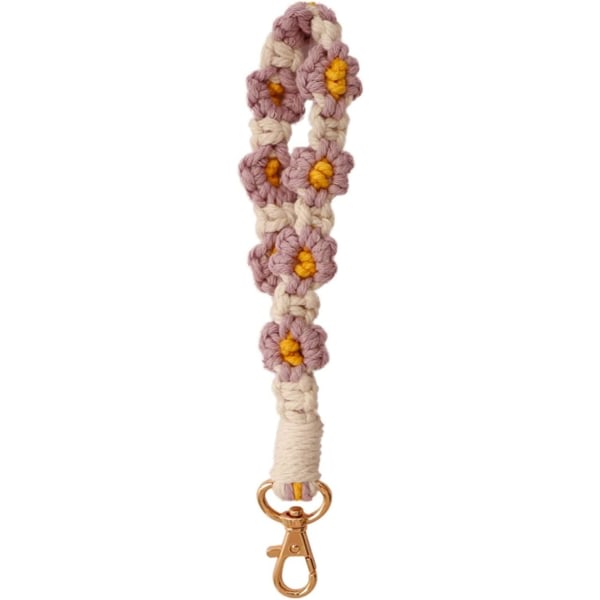 Macrame Nøglering Håndlavet Wristlet Nøglering Håndtag Snøre Til Nøgler Sød Blomst Nøglering Nøglering Til Kvinder IC